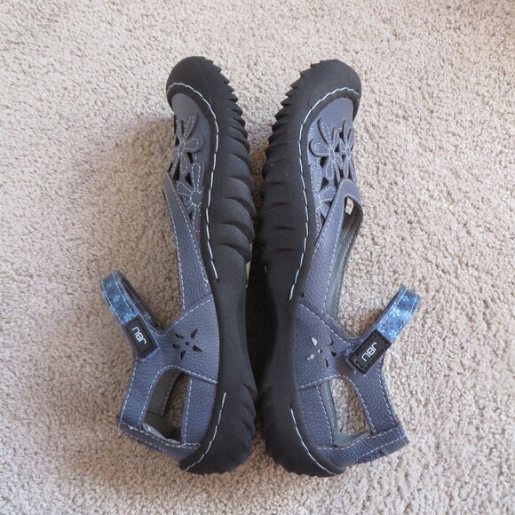 JBU By Jambu Shoes Womens 8M Wildflower Mary Jane Blue Floral Flats Velcro - Picture 8 of 11